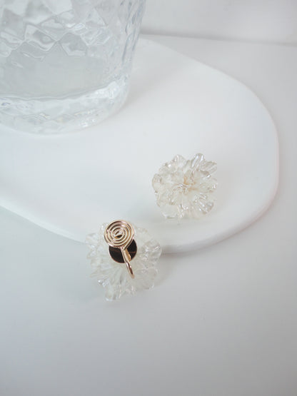 Ice Flower Clip On Earrings