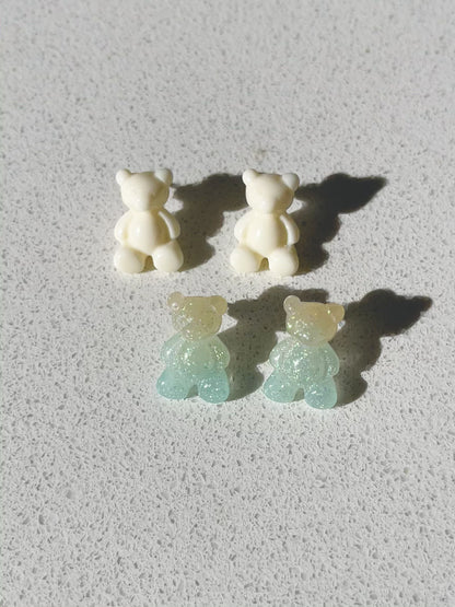 Blue Acrylic Jelly Bear Stud Earrings