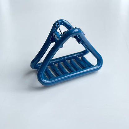 Triangle Hair Claw Clip Blue. Handmade clip-on earrings for women.