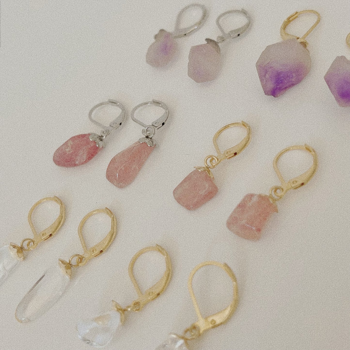 Crystal natural stone hoop earrings
