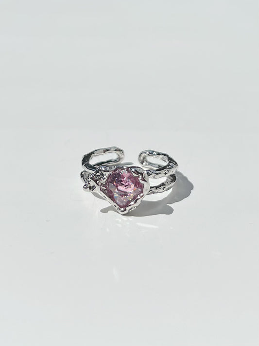 Pink Zircon Heart Ring Silver