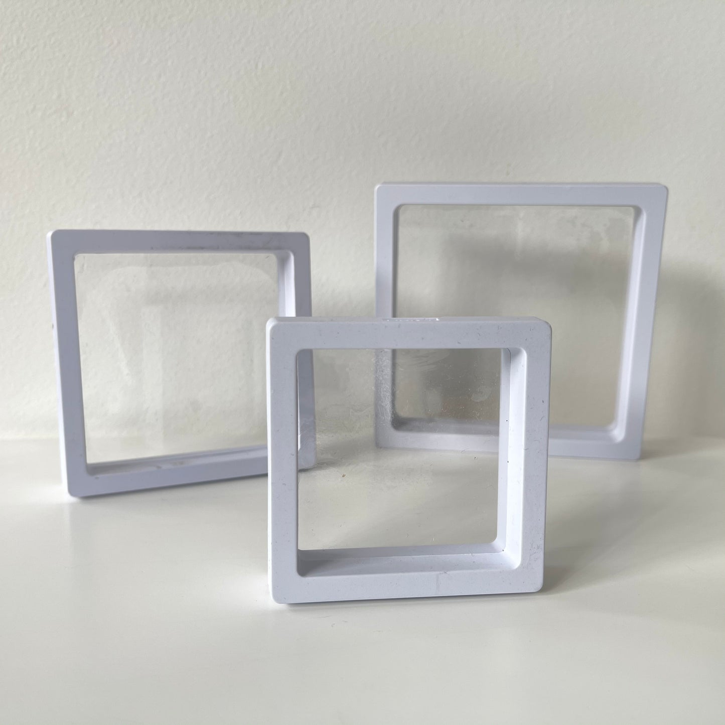 Transparent Suspended Floating Display Jewellery Storage Box 11x11x2cm White