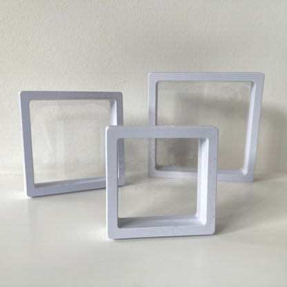 Transparent Suspended Floating Display Jewellery Storage Box 11x11x2cm White