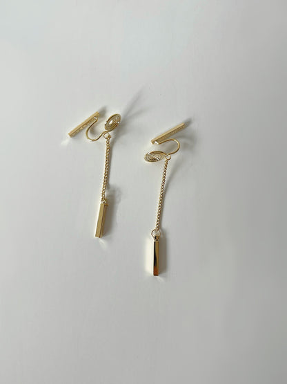 Golden Diamante Thread Clip On Earrings