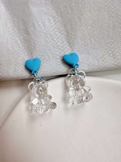 Acrylic Transparent Bear Clip On Earrings