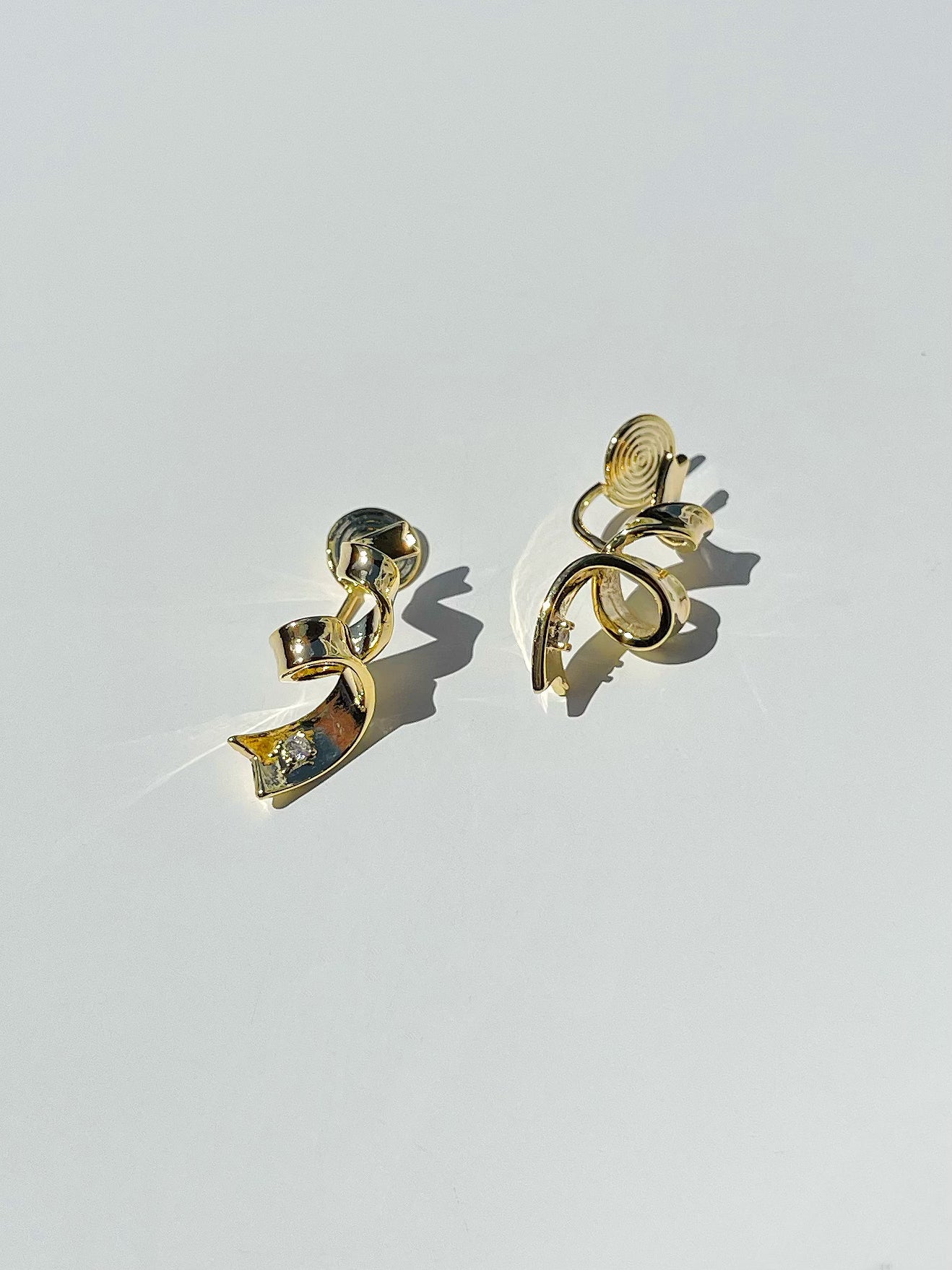 Golden Twist Ribbon Clip On Earrings