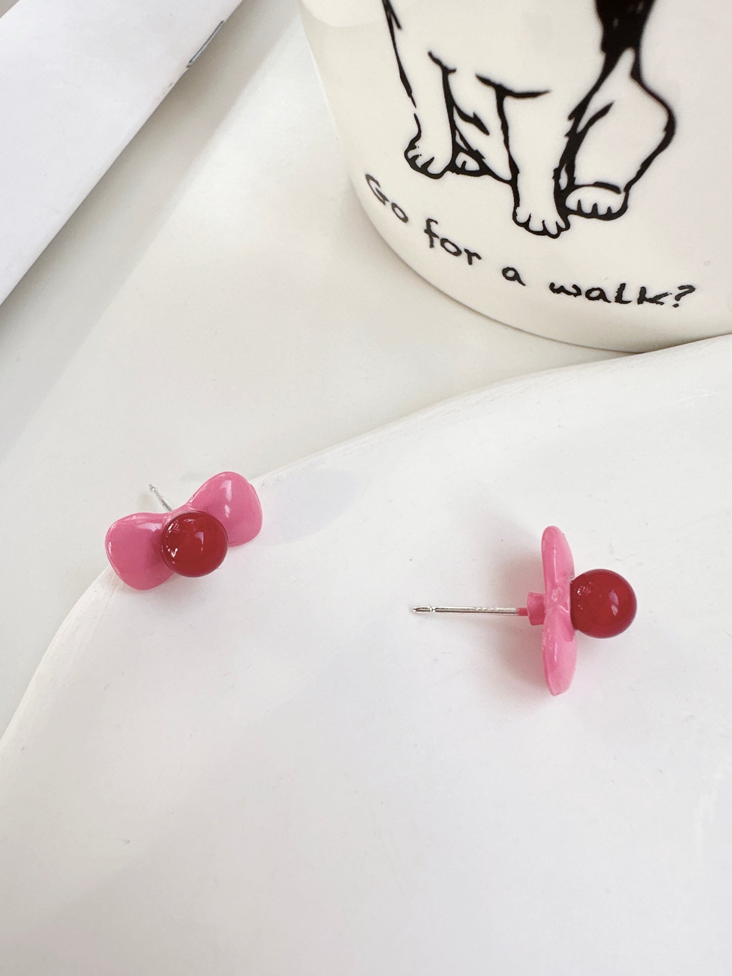 Pink Bow Stud Earrings