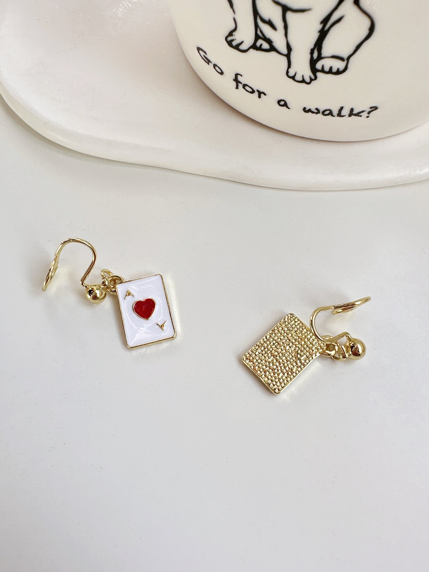 Heart and Spades Mismatch Clip On Earrings