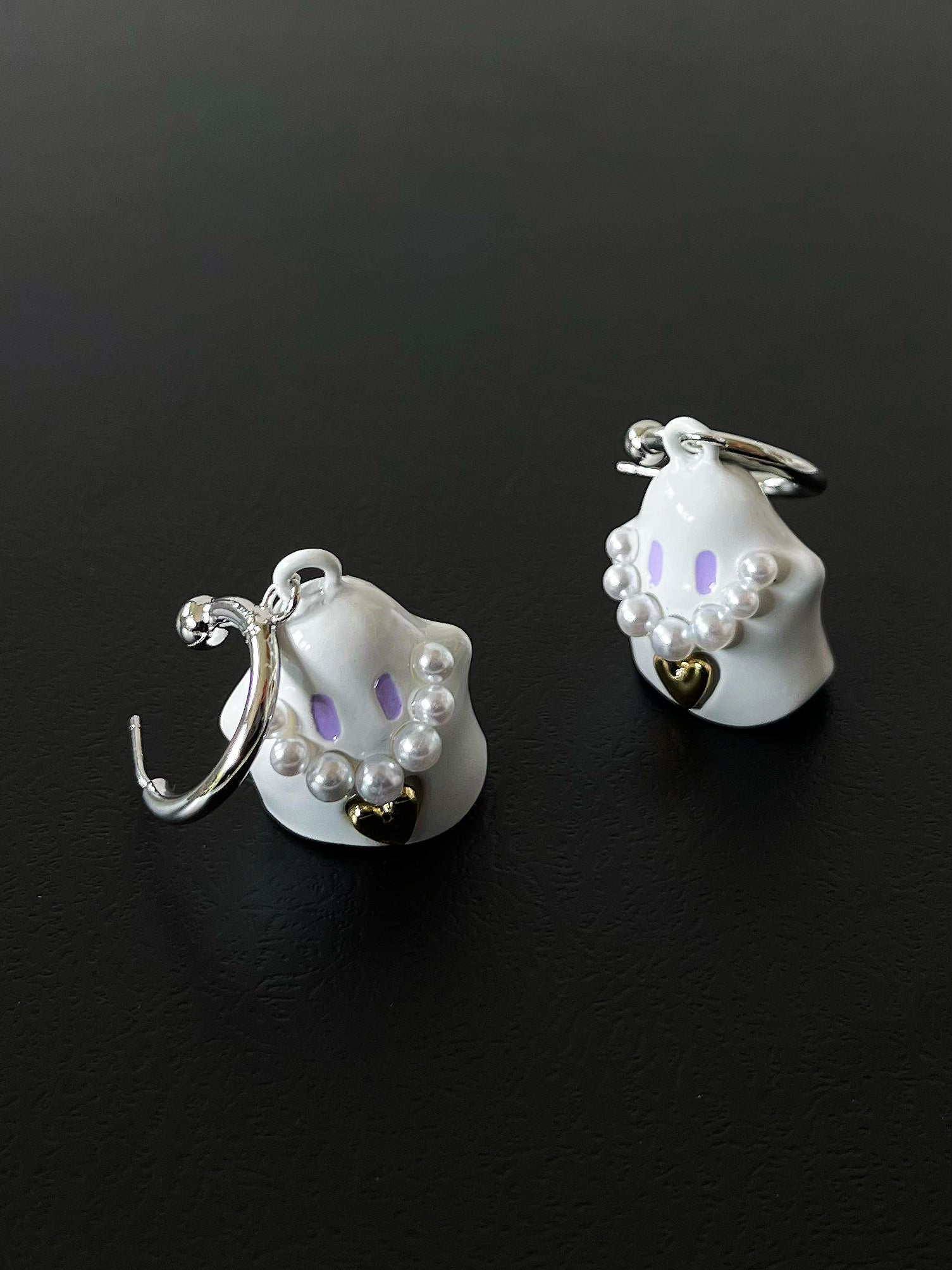 Little Ghost Drop Earrings. Handmade clip-on earrings for women.