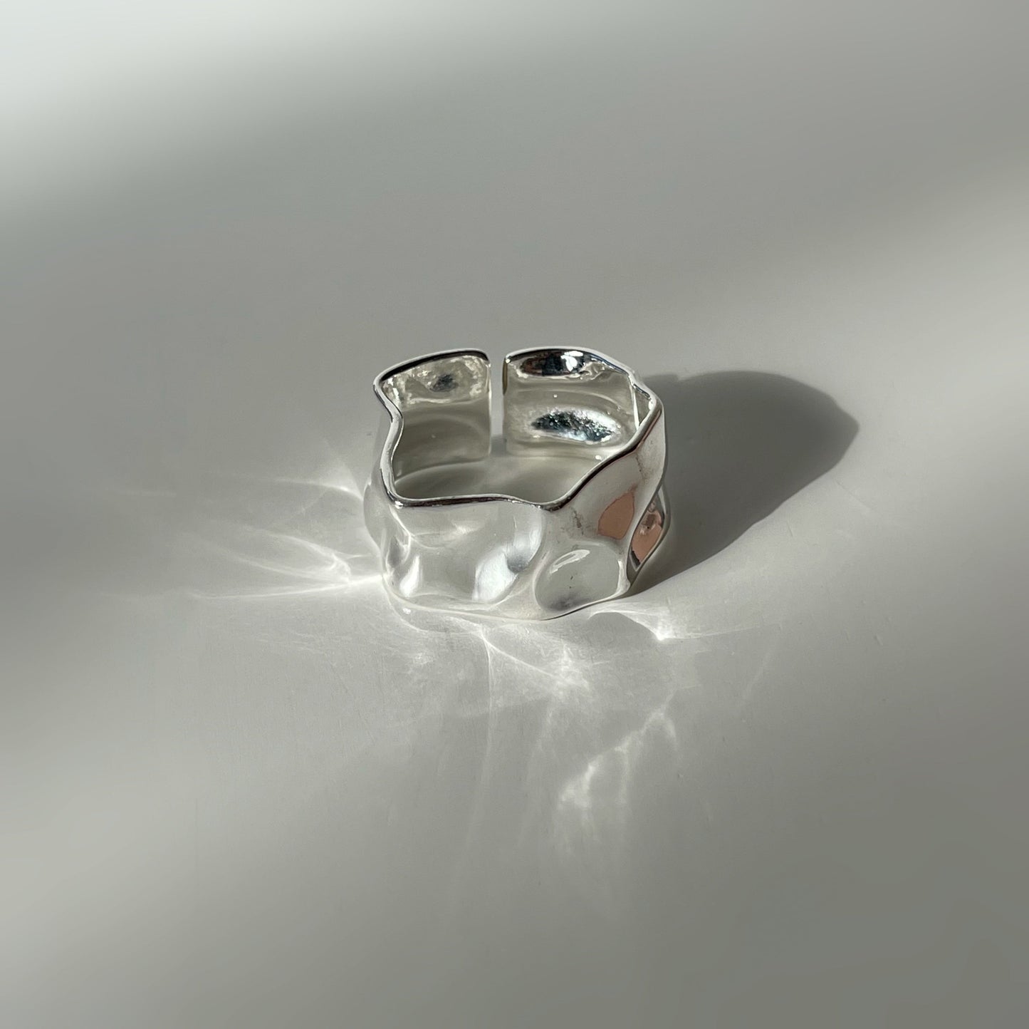 Silver Plated Textured Wide Ring