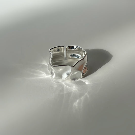 Silver Plated Textured Wide Ring