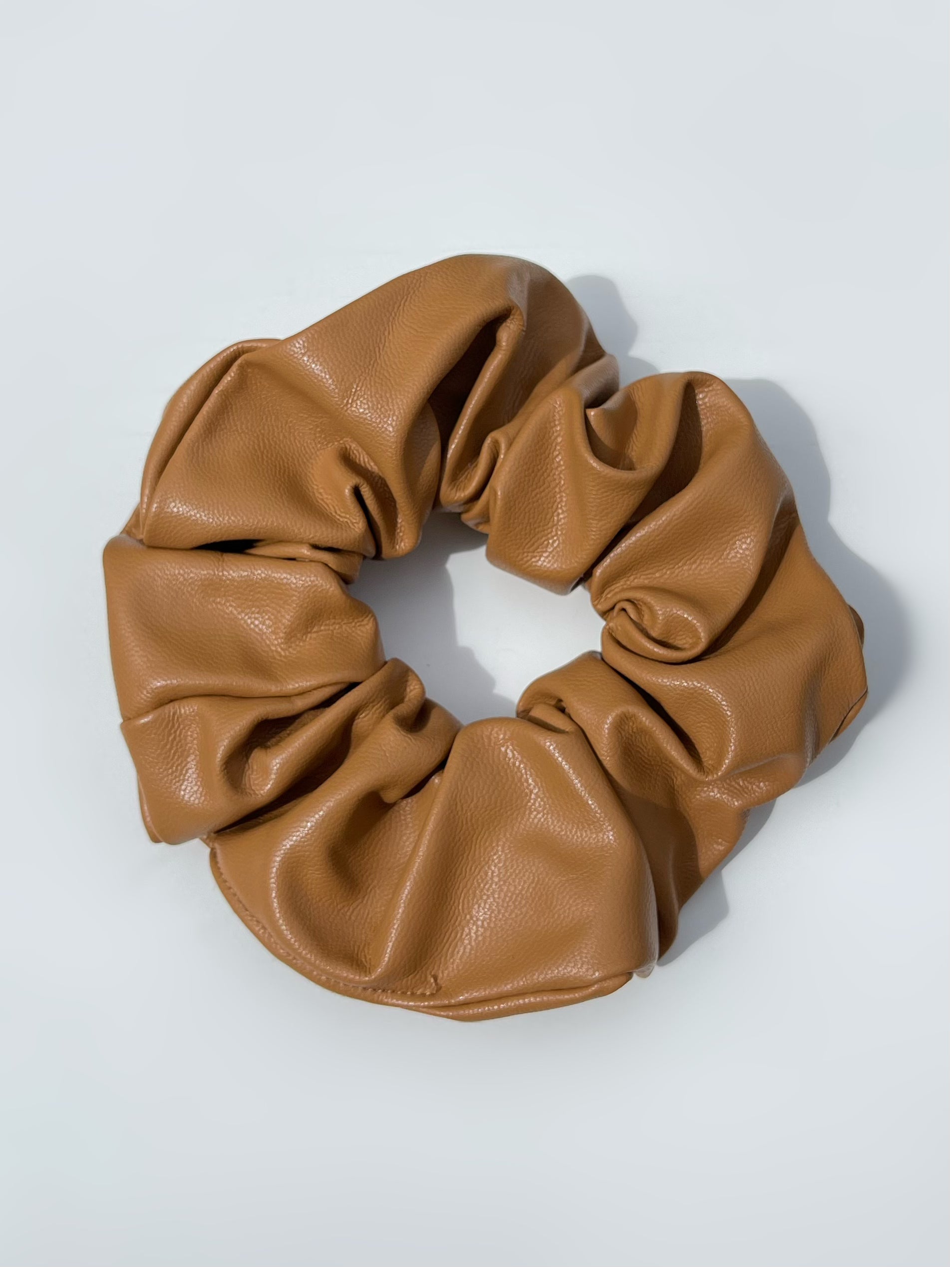 Faux Leather Scrunchie Dusty Light Brown