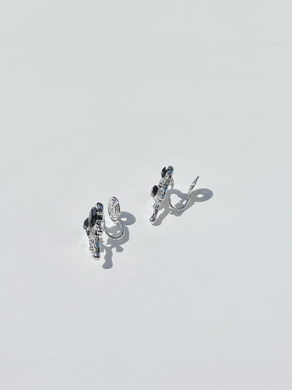 Silver Diamante Heart Drops Clip On Earrings