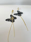Black Butterfly Long tassel Clip On Earrings