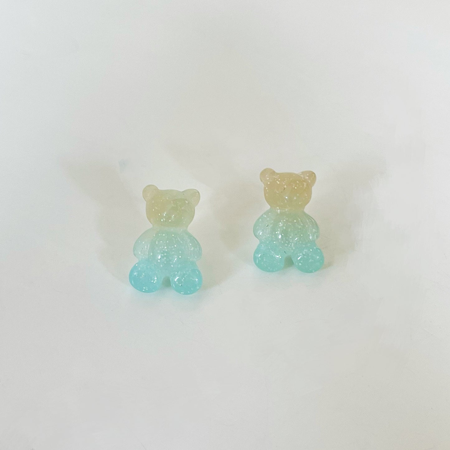 Blue Acrylic Jelly Bear Stud Earrings