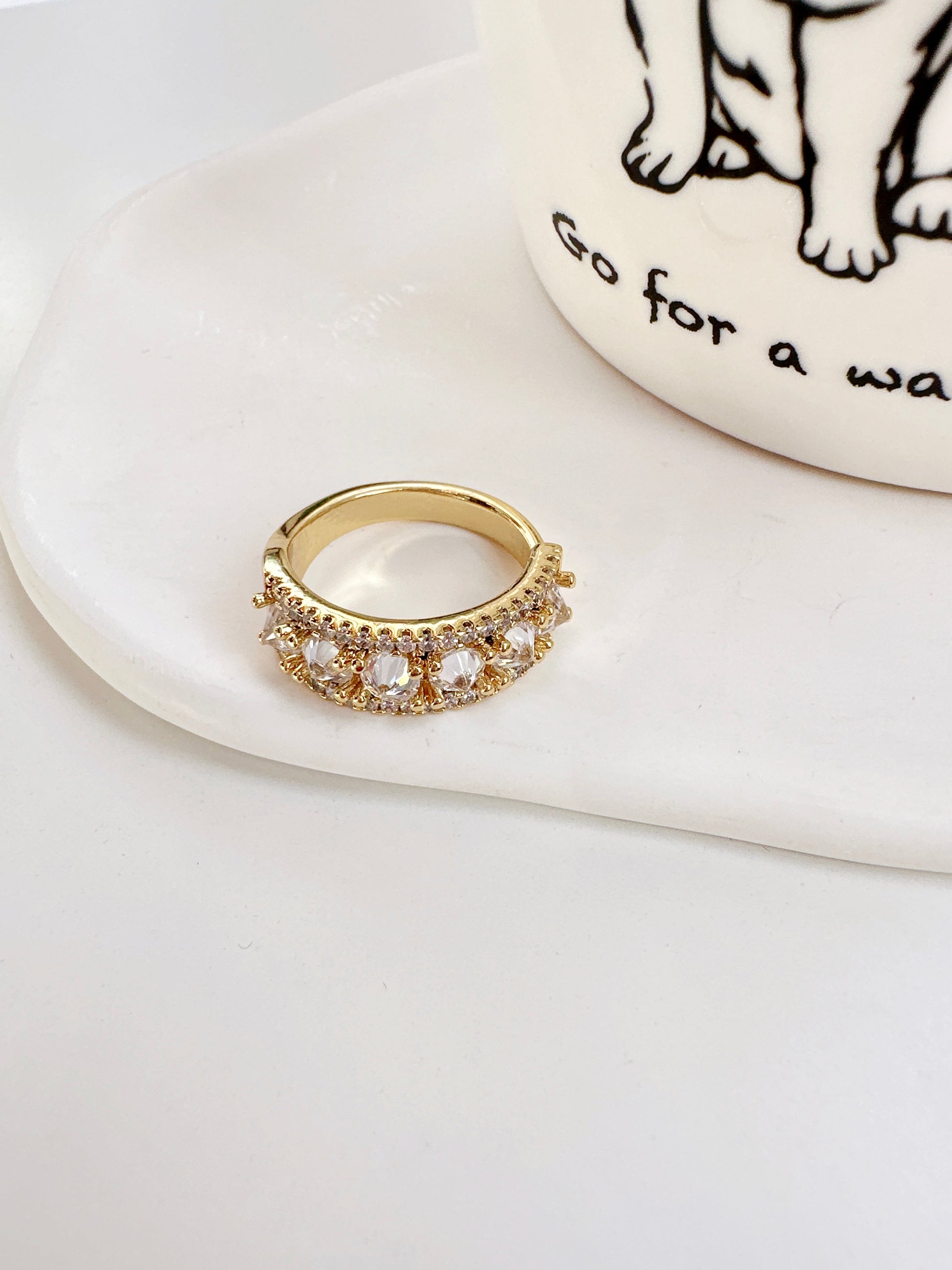 Golden Zircon Open Ring. gold-tone clip-on earrings for women.