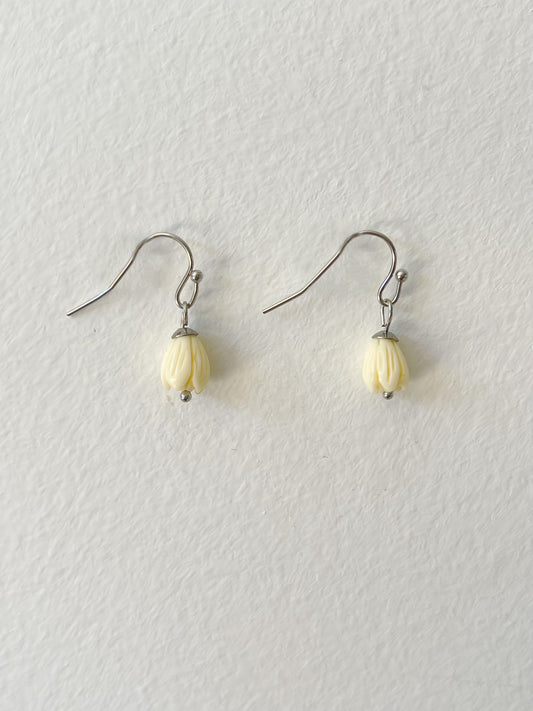 Cute white tulip hook earrings