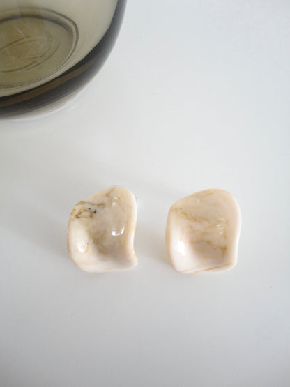 Acrylic White Large Chip Stud Earrings