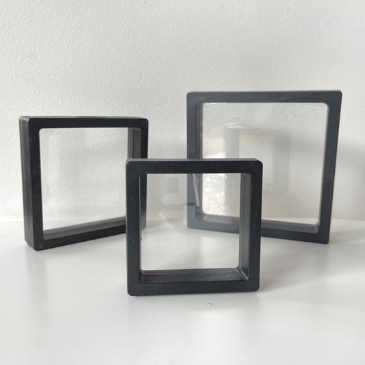 Transparent Suspended Floating Display Jewellery Storage Box 7x7x2cm Black