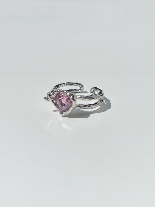Pink Zircon Heart Ring Silver