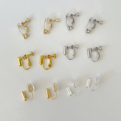 Golden Spiral Pad Clip On Stud Earrings Converters