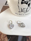 Silver Zircon One Heart Hook Earrings