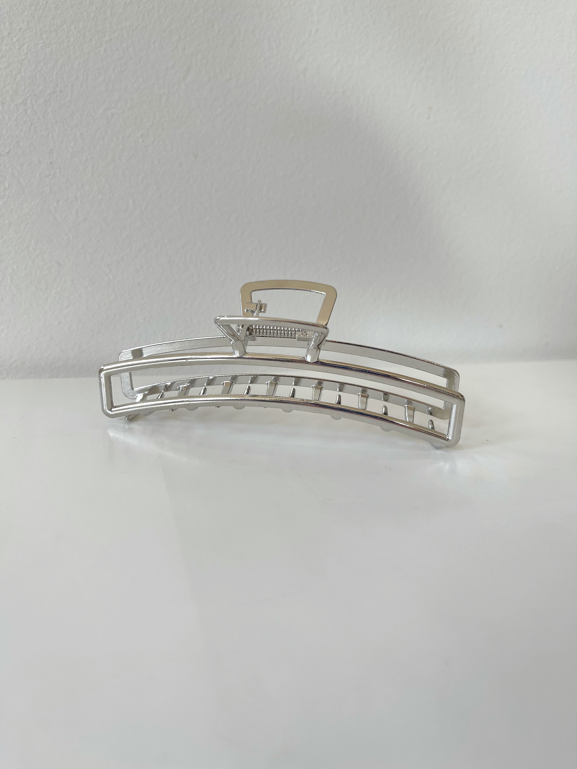 Metal Silver Hair Claw Clip Rectangular Large