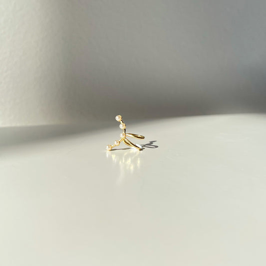 Small Golden Pearl Ear Cuff. pearl, gold-tone clip-on earrings for women.