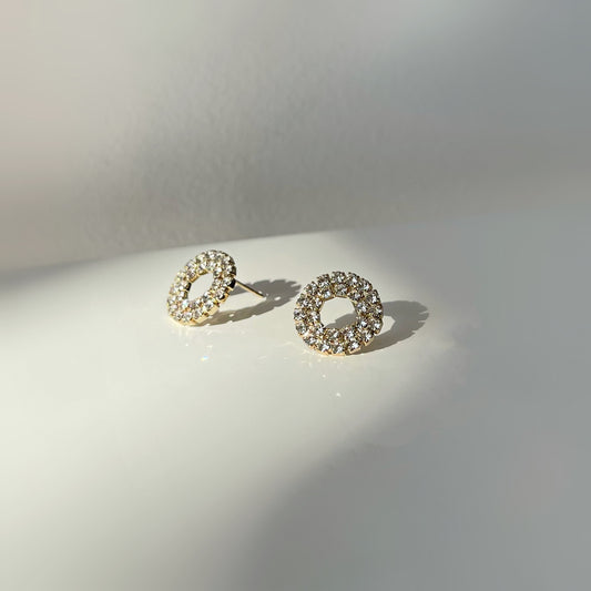 Diamante Circular Stud Earrings