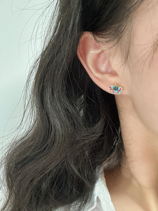 Mini Diamante Blue Butterfly Stud Earrings