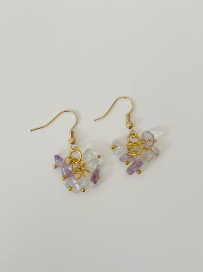 Amethyst natural tiny stones hook earrings