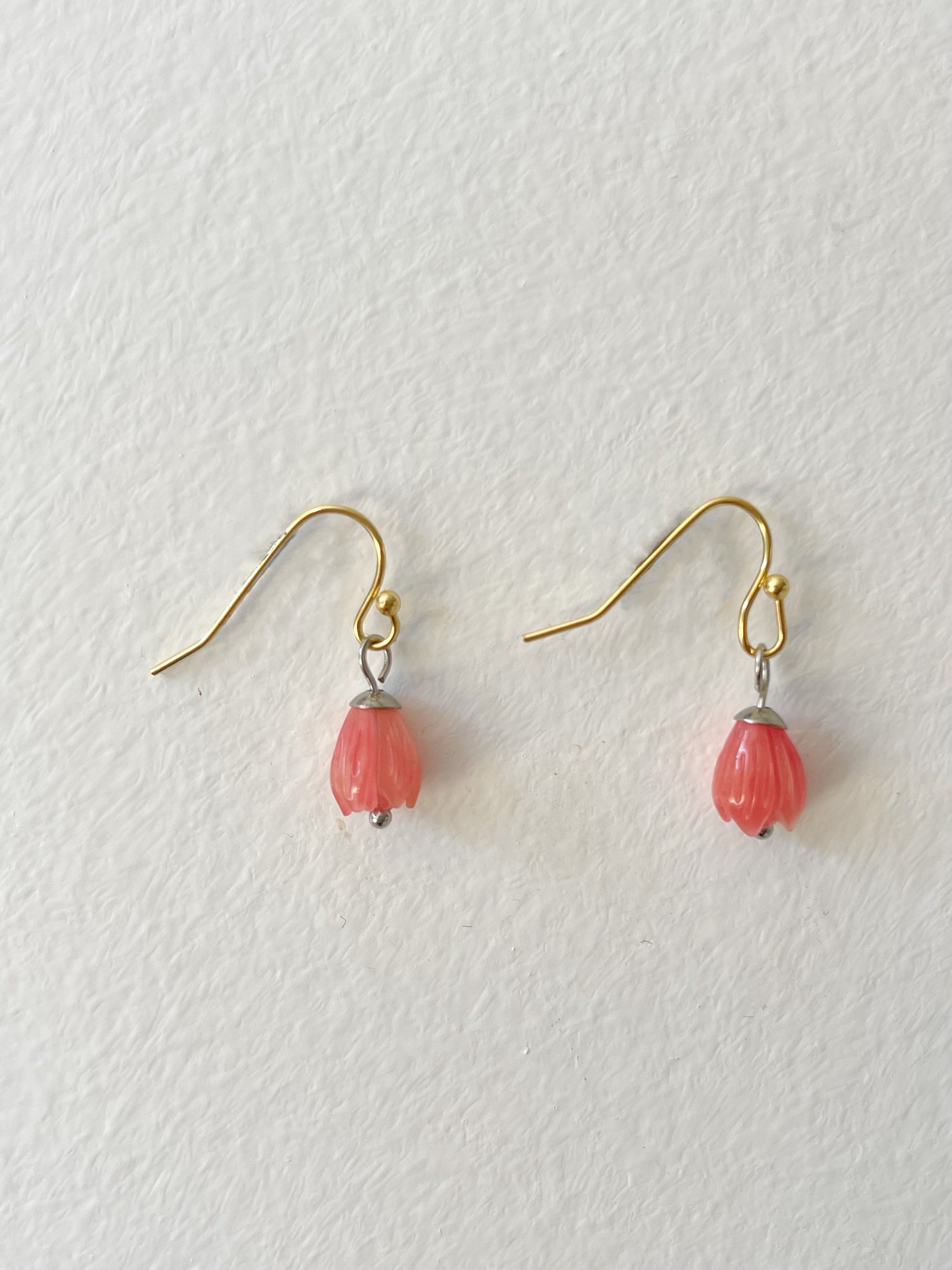 Cute baby pink tulip hook earrings